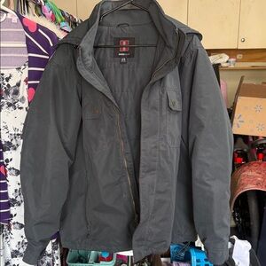 Swiss Tech Men's Dark Gray Hooded Field Jacket
